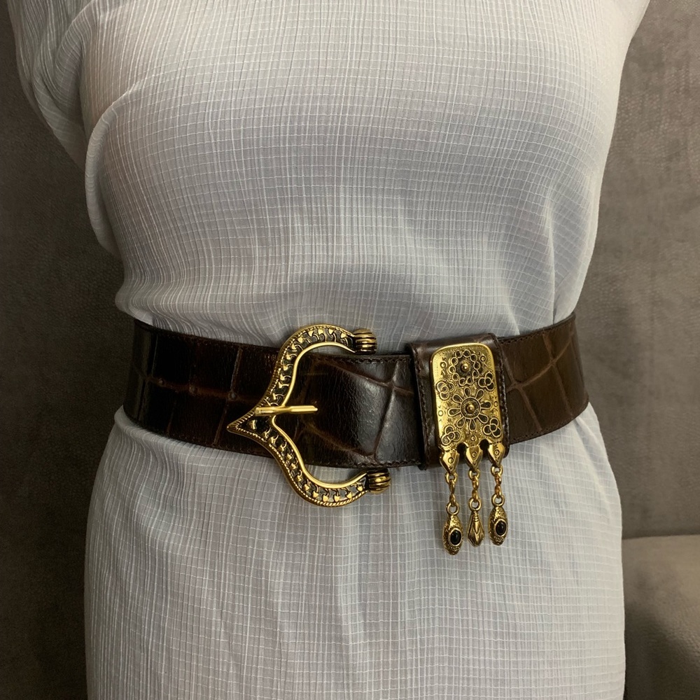 Vintage Doppia Vita- Wide Leather Statement Belt